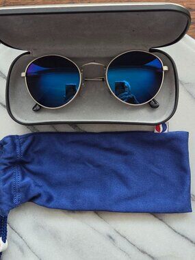 Pepsi Sunglasses with Case Blue Lenses Retro John Lennon-Like Hippie Y2K 1970's